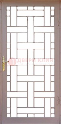 Коричневая металлическая решетчатая дверь для дома ДР-47 в Пскове