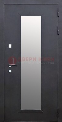 Черная стальная дверь порошок со стеклом ДС-33 в Пскове