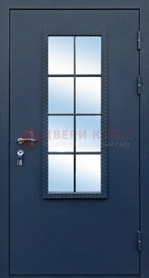 Темная металлическая дверь порошок со стеклом ДС-34 в Пскове