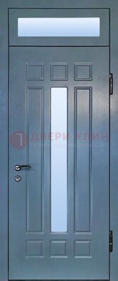 Серая металлическая дверь со стеклом ДС-70 в Пскове