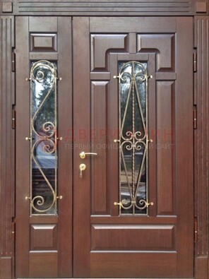 Стальная распашная дверь Винорит стекло и ковка ДСК-274 в Пскове
