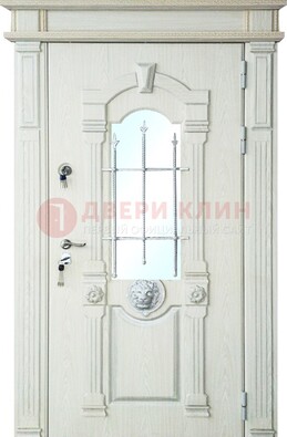 Герметичная входная дверь со стеклом и ковкой с украшением ДСК-64 в Пскове