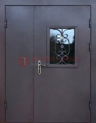 Тамбурная дверь Порошок со стеклом и ковкой ДТМ-48 в Пскове