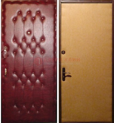 Бордовая металлическая дверь с винилискожей ДВ-1 в Пскове