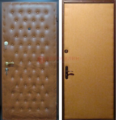 Желтая железная дверь с винилискожей ДВ-2 в Пскове