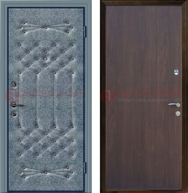 Серая металлическая дверь с винилискожей ДВ-35 в Пскове