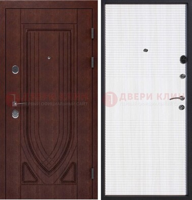 Уличная темная филенчатая дверь с виноритом и МДФ Белый ясень ДВТ-141 в Тамбове
