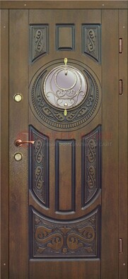 Одностворчатая входная дверь с виноритом и стеклом ДВТ-193 в Пскове