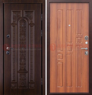 Темная металлическая дверь с виноритом и узором ДВТ-224 в Пскове
