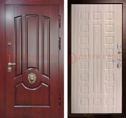 Темно-красная входная дверь с виноритом ДВТ-234 в Пскове