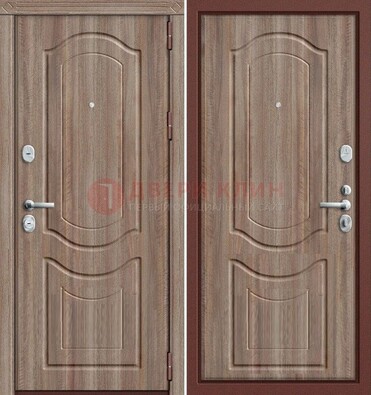 Коричневая металлическая дверь с виноритом ДВТ-26 в Пскове