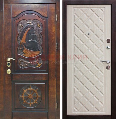 Темная железная дверь с виноритом и филенкой ДВТ-54 в Пскове