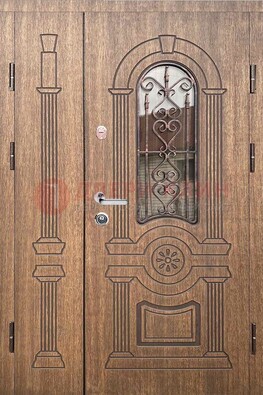 Железная классическая дверь с терморазрывом и рисунком ДВТ-77 в Пскове