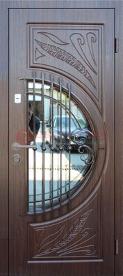 Стальная дверь с виноритом со стеклом и ковкой ДВТ-99 в Сергиевом Посаде