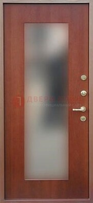 Коричневая железная дверь с зеркалом ДЗ-14 в Пскове