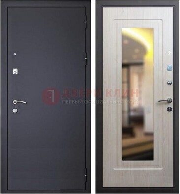 Черная металлическая дверь с зеркалом ДЗ-26 в Пскове