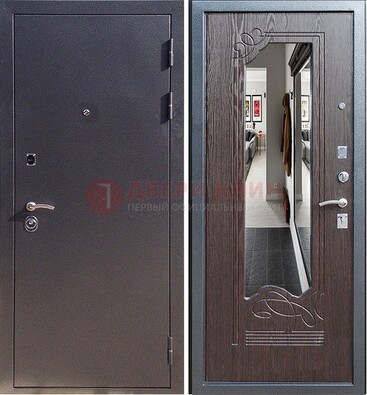 Черная входная дверь с зеркалом МДФ внутри ДЗ-29 в Пскове