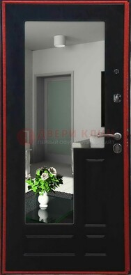 Черная железная дверь с зеркалом МДФ внутри ДЗ-2 в Пскове