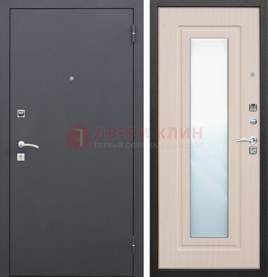 Черная входная дверь с зеркалом МДФ внутри ДЗ-31 в Ульяновске