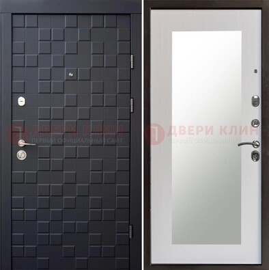 Черная стальная дверь МДФ и зеркалом ДЗ-50 в Пскове