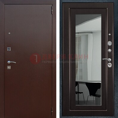 Металлическая дверь с порошковым напылением с МДФ и зеркалом ДЗ-61 в Краснознаменске