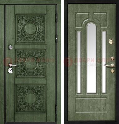 Темная дверь с виноритом и МДФ с зеркалом ДЗ-68 в Пскове