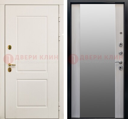 Белая стальная дверь с большим зеркалом ДЗ-73 в Пскове