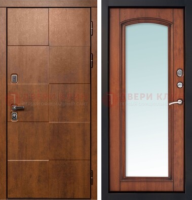 Белая филенчатая дверь с фрезерованной МДФ и зеркалом ДЗ-81 в Пскове