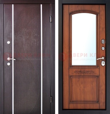 Входная дверь с МДФ и МДФ внутри с зеркалом ДЗ-88 в Пскове