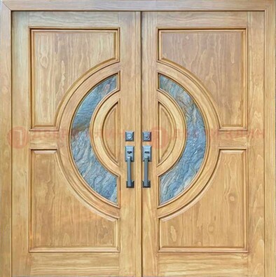 Двухстворчатая металлическая дверь с витражом ВЖ-11 в Пскове