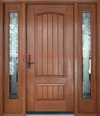 Стальная дверь с массивом дуба и витражом для дома ВЖ-17 в Пскове